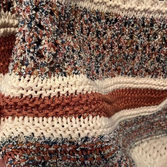 Zara oversized summer sweater - cream, copper and blue - med/large - Picture 2 of 3